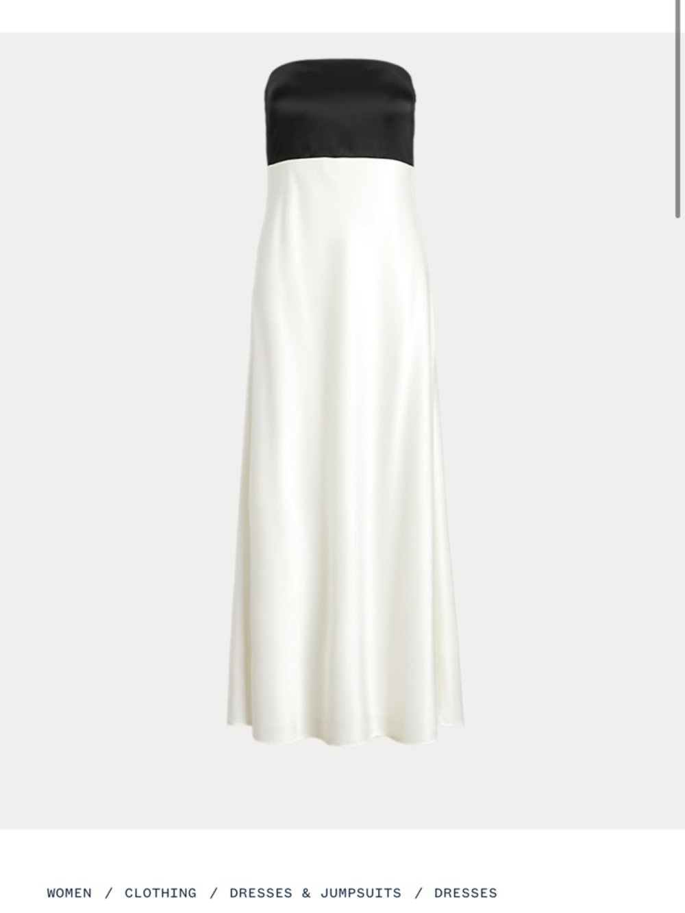 Ralph Lauren Black and White Strapless Satin Maxi Dress